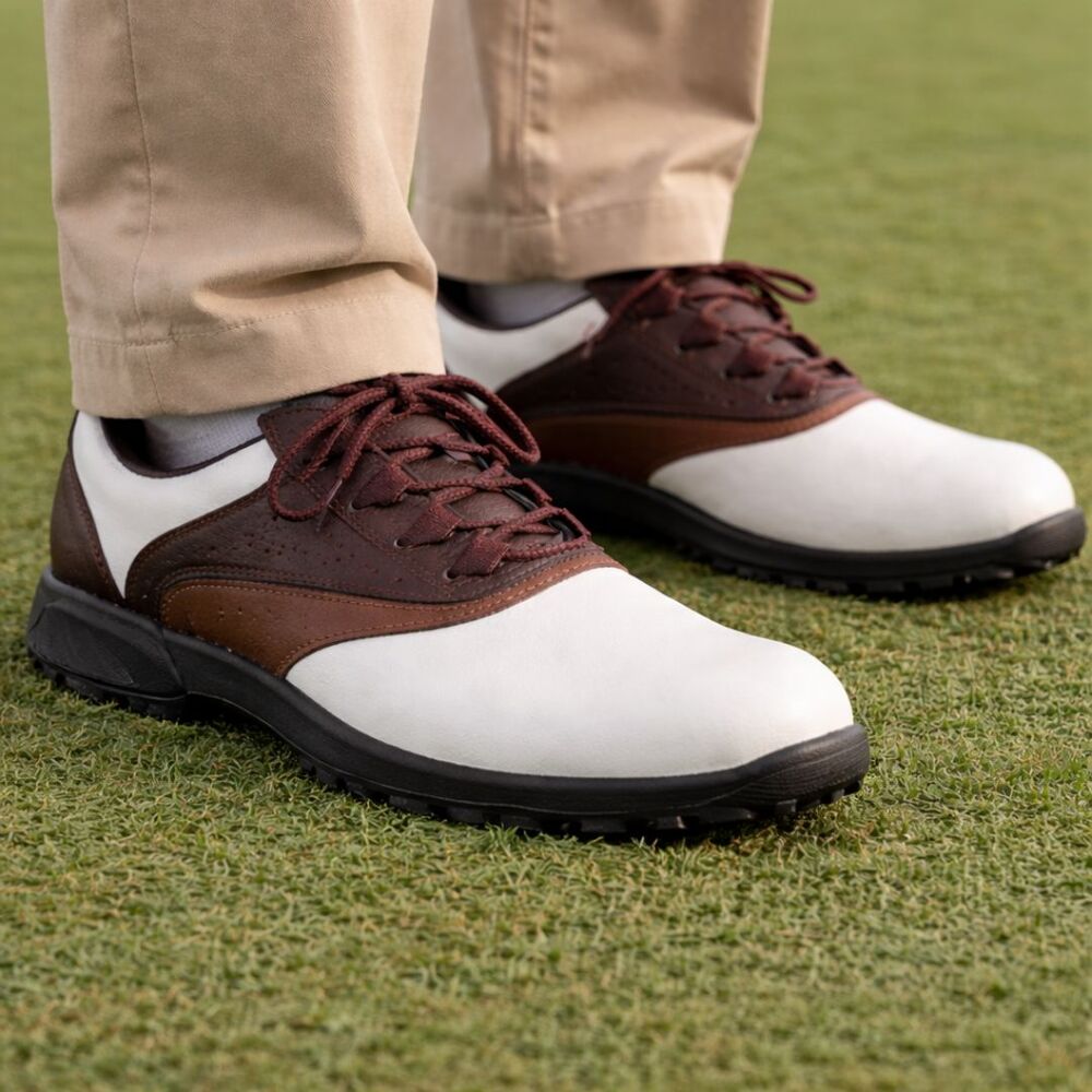 FootJoy GreenJoys Golf Shoes Mens 10.5 M Brown White Saddle Oxford Laces Spikes - Picture 12 of 12